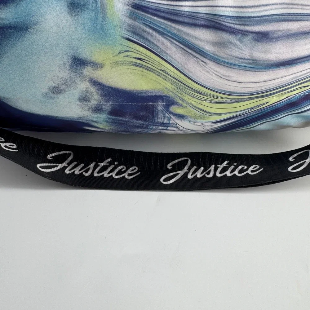 Justice Girls Quilted Puffer Duffle Bag Blue Purple Marble Swirl NWOT